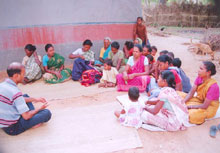 Training of a  SHG group  at Saharghati, Dumka, Jharkhand,  April 2006